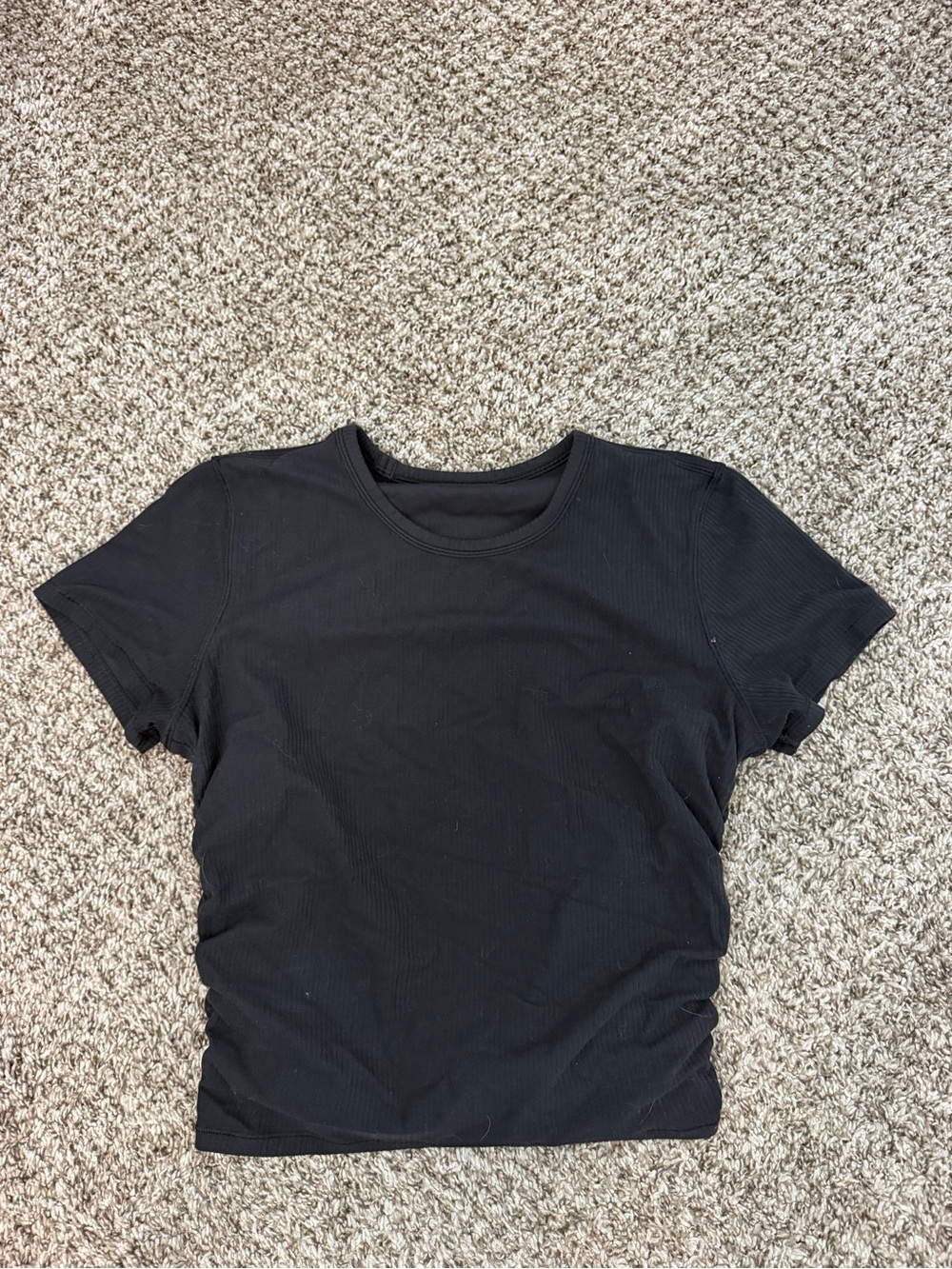 lululemon athletica Black Ribbed Short Sleeve Tee